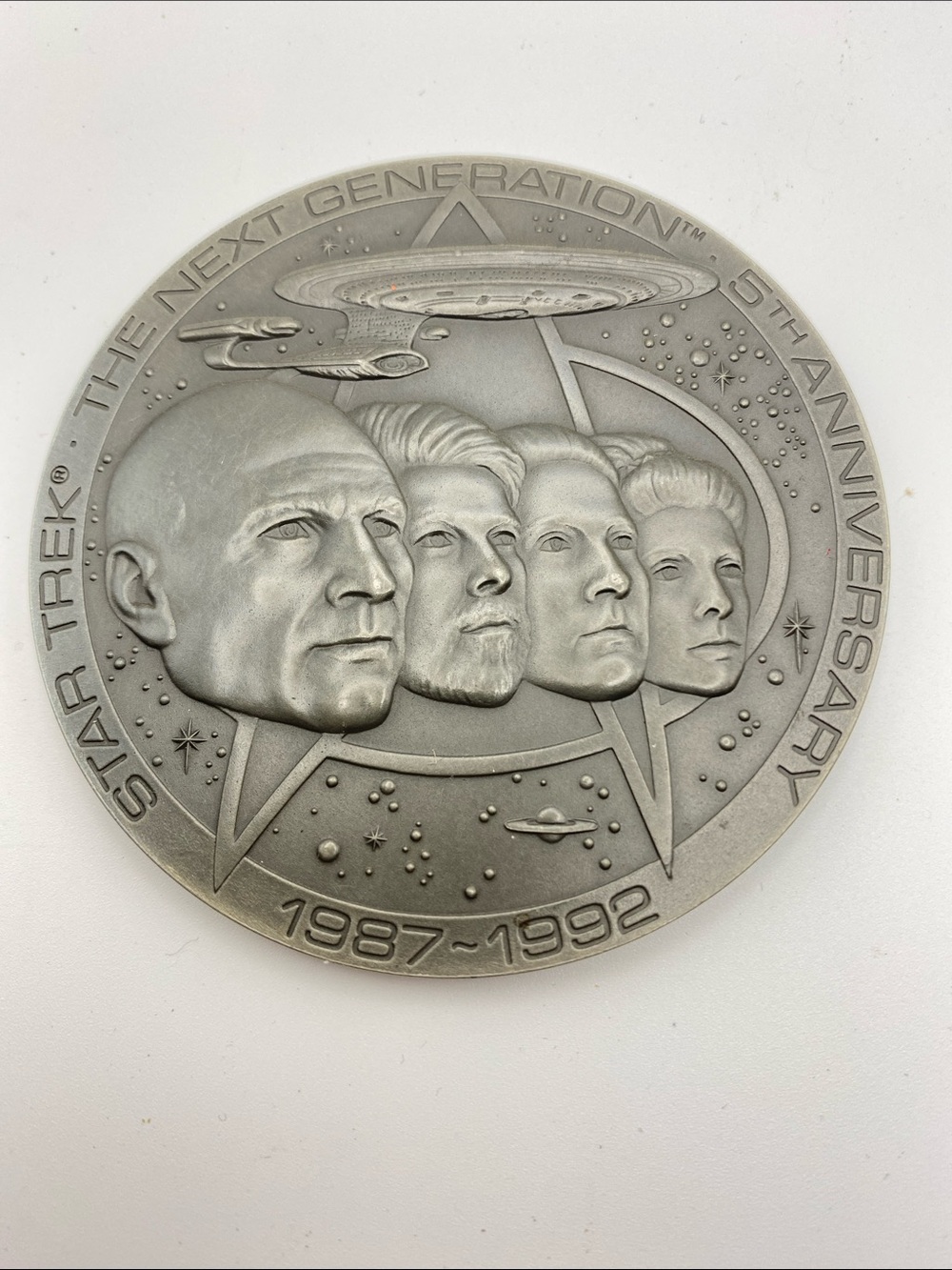 1992 Star Trek Next Generation Frankin Mint Large Pewter Coin- Boxed (M5886)